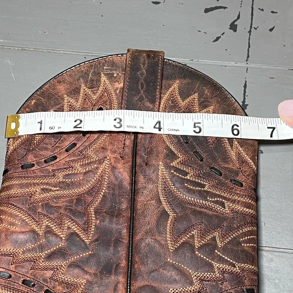 Dan Post Brown Western Leather Cowbo Stylish Embossed Design Women’s Sz 8